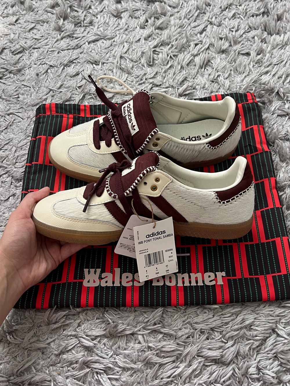 Wales Bonner Adidas Samba pony hair tonal sneakers